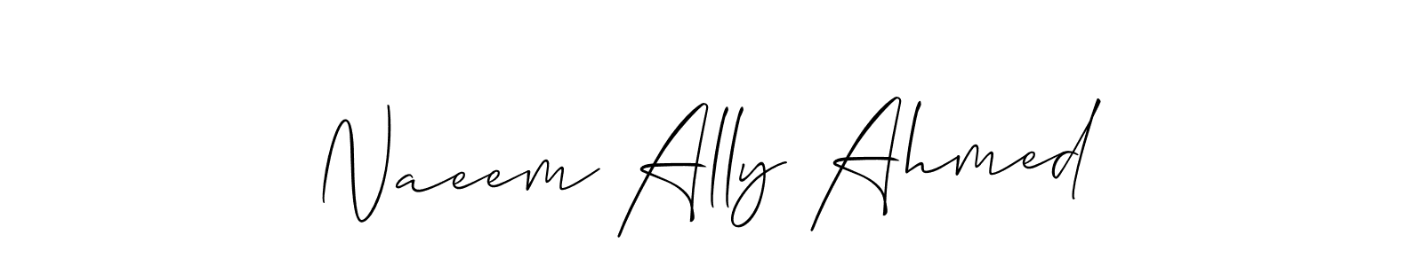 The best way (Allison_Script) to make a short signature is to pick only two or three words in your name. The name Naeem Ally Ahmed include a total of six letters. For converting this name. Naeem Ally Ahmed signature style 2 images and pictures png