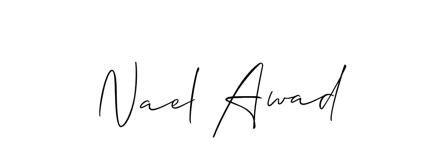 The best way (Allison_Script) to make a short signature is to pick only two or three words in your name. The name Nael Awad include a total of six letters. For converting this name. Nael Awad signature style 2 images and pictures png