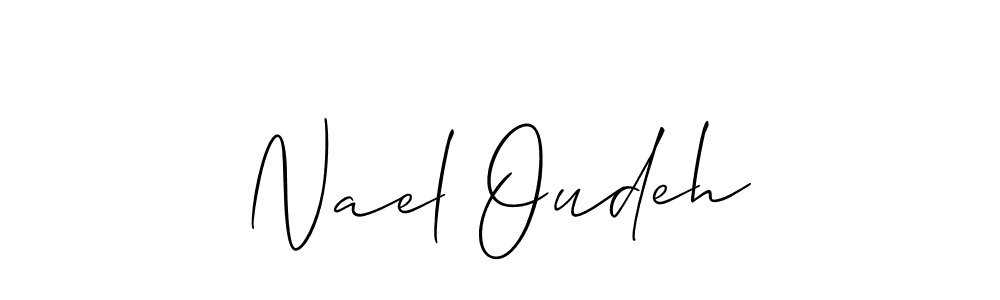 if you are searching for the best signature style for your name Nael Oudeh. so please give up your signature search. here we have designed multiple signature styles  using Allison_Script. Nael Oudeh signature style 2 images and pictures png