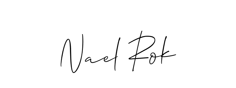 Allison_Script is a professional signature style that is perfect for those who want to add a touch of class to their signature. It is also a great choice for those who want to make their signature more unique. Get Nael Rok name to fancy signature for free. Nael Rok signature style 2 images and pictures png