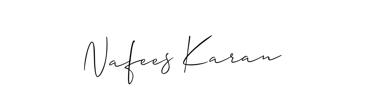 How to make Nafees Karan name signature. Use Allison_Script style for creating short signs online. This is the latest handwritten sign. Nafees Karan signature style 2 images and pictures png