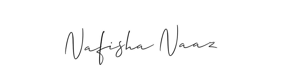 The best way (Allison_Script) to make a short signature is to pick only two or three words in your name. The name Nafisha Naaz include a total of six letters. For converting this name. Nafisha Naaz signature style 2 images and pictures png