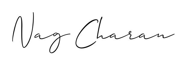 Explore multiple handwriting variations for Nag Charan including this stunning Allison_Script design. Free to use across all platforms. Nag Charan signature style 2 images and pictures png