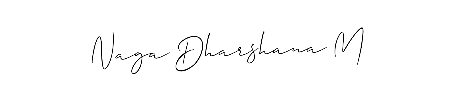 It looks lik you need a new signature style for name Naga Dharshana M. Design unique handwritten (Allison_Script) signature with our free signature maker in just a few clicks. Naga Dharshana M signature style 2 images and pictures png