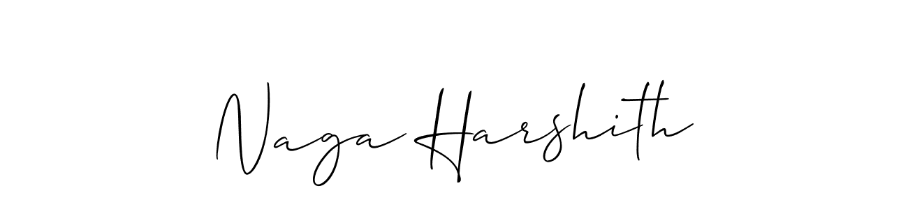 Make a beautiful signature design for name Naga Harshith. With this signature (Allison_Script) style, you can create a handwritten signature for free. Naga Harshith signature style 2 images and pictures png