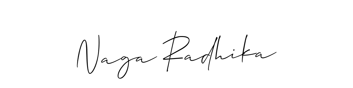 Allison_Script is a professional signature style that is perfect for those who want to add a touch of class to their signature. It is also a great choice for those who want to make their signature more unique. Get Naga Radhika name to fancy signature for free. Naga Radhika signature style 2 images and pictures png