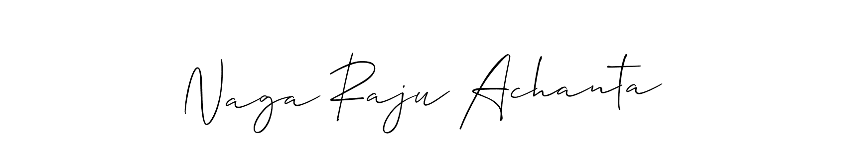 Also You can easily find your signature by using the search form. We will create Naga Raju Achanta name handwritten signature images for you free of cost using Allison_Script sign style. Naga Raju Achanta signature style 2 images and pictures png