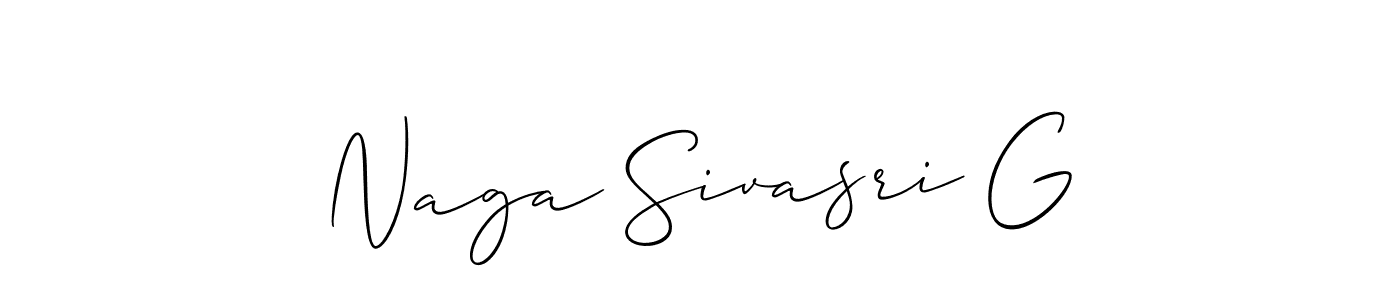 The best way (Allison_Script) to make a short signature is to pick only two or three words in your name. The name Naga Sivasri G include a total of six letters. For converting this name. Naga Sivasri G signature style 2 images and pictures png