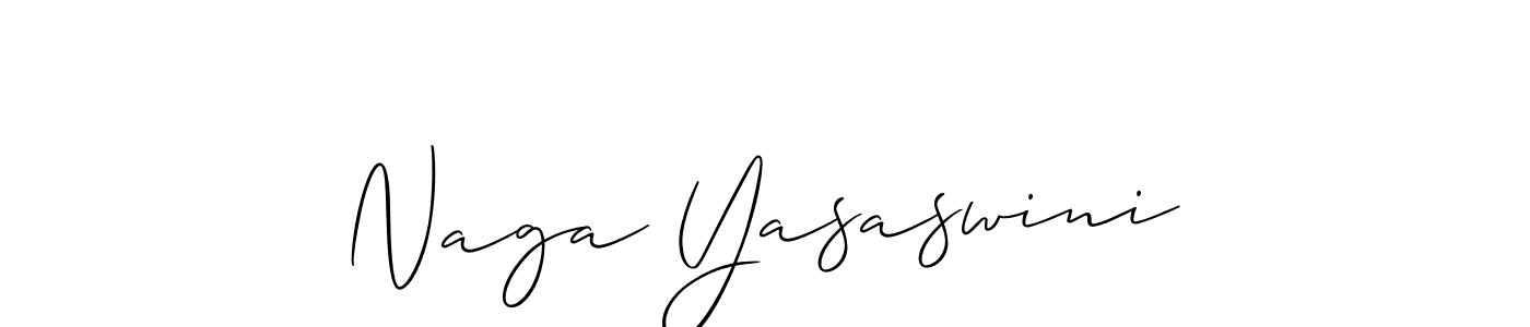 Allison_Script is a professional signature style that is perfect for those who want to add a touch of class to their signature. It is also a great choice for those who want to make their signature more unique. Get Naga Yasaswini name to fancy signature for free. Naga Yasaswini signature style 2 images and pictures png