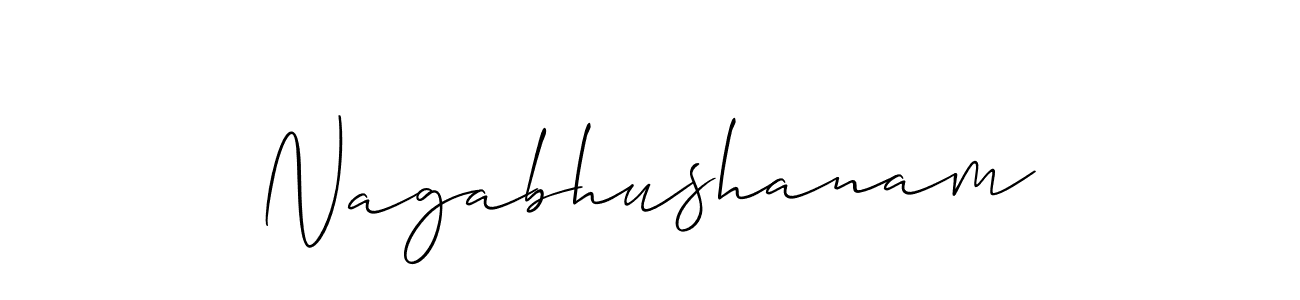 Design your own signature with our free online signature maker. With this signature software, you can create a handwritten (Allison_Script) signature for name Nagabhushanam. Nagabhushanam signature style 2 images and pictures png