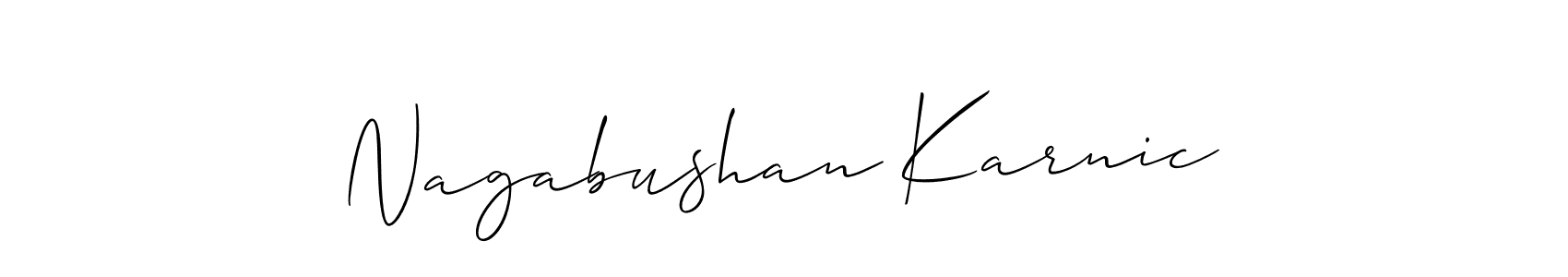 Design your own signature with our free online signature maker. With this signature software, you can create a handwritten (Allison_Script) signature for name Nagabushan Karnic. Nagabushan Karnic signature style 2 images and pictures png