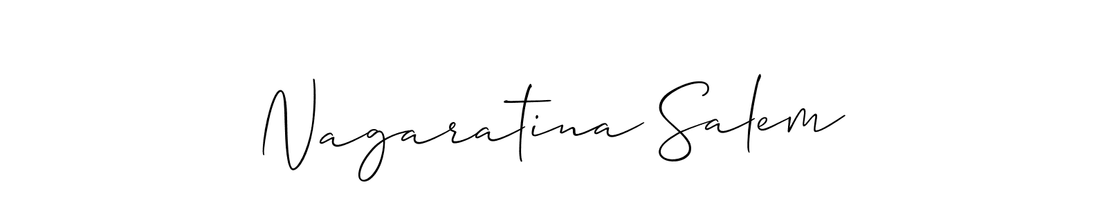 The best way (Allison_Script) to make a short signature is to pick only two or three words in your name. The name Nagaratina Salem include a total of six letters. For converting this name. Nagaratina Salem signature style 2 images and pictures png