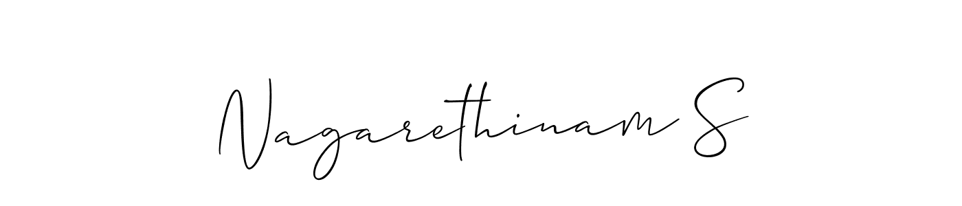 Use a signature maker to create a handwritten signature online. With this signature software, you can design (Allison_Script) your own signature for name Nagarethinam S. Nagarethinam S signature style 2 images and pictures png