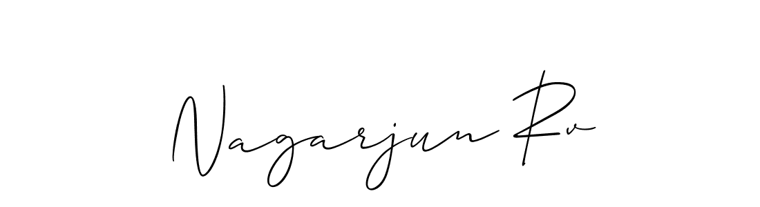 Allison_Script is a professional signature style that is perfect for those who want to add a touch of class to their signature. It is also a great choice for those who want to make their signature more unique. Get Nagarjun Rv name to fancy signature for free. Nagarjun Rv signature style 2 images and pictures png