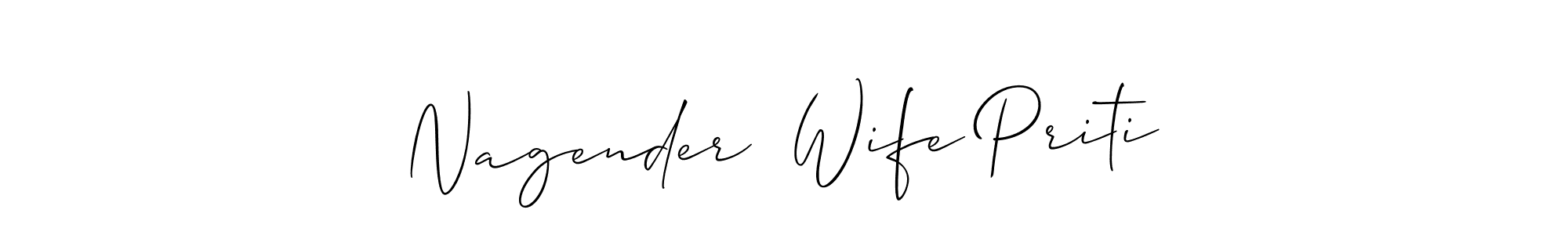 Also You can easily find your signature by using the search form. We will create Nagender  Wife Priti name handwritten signature images for you free of cost using Allison_Script sign style. Nagender  Wife Priti signature style 2 images and pictures png