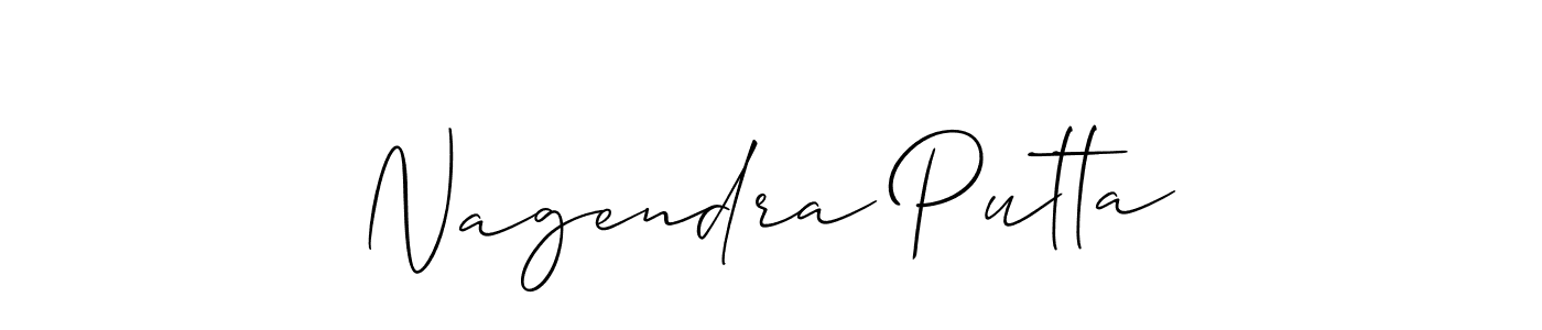 The best way (Allison_Script) to make a short signature is to pick only two or three words in your name. The name Nagendra Putta include a total of six letters. For converting this name. Nagendra Putta signature style 2 images and pictures png