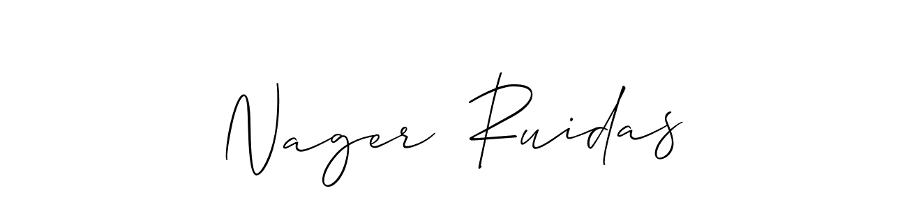 Use a signature maker to create a handwritten signature online. With this signature software, you can design (Allison_Script) your own signature for name Nager  Ruidas. Nager  Ruidas signature style 2 images and pictures png