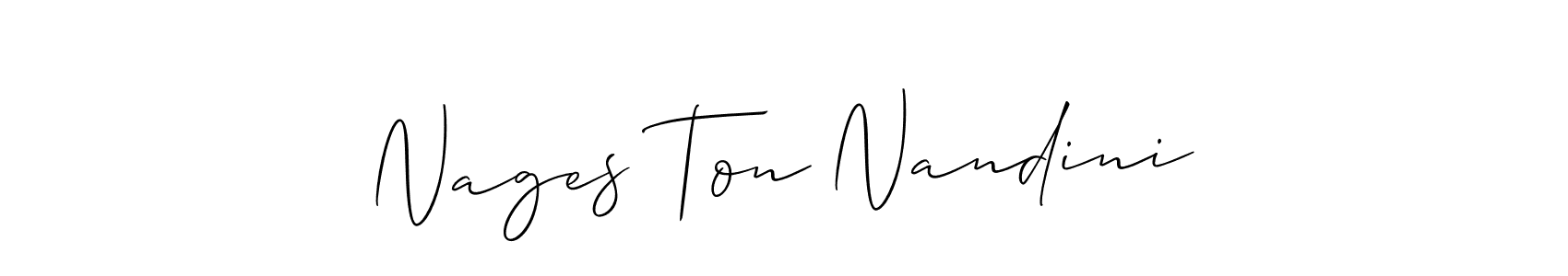Similarly Allison_Script is the best handwritten signature design. Signature creator online .You can use it as an online autograph creator for name Nages Ton Nandini. Nages Ton Nandini signature style 2 images and pictures png