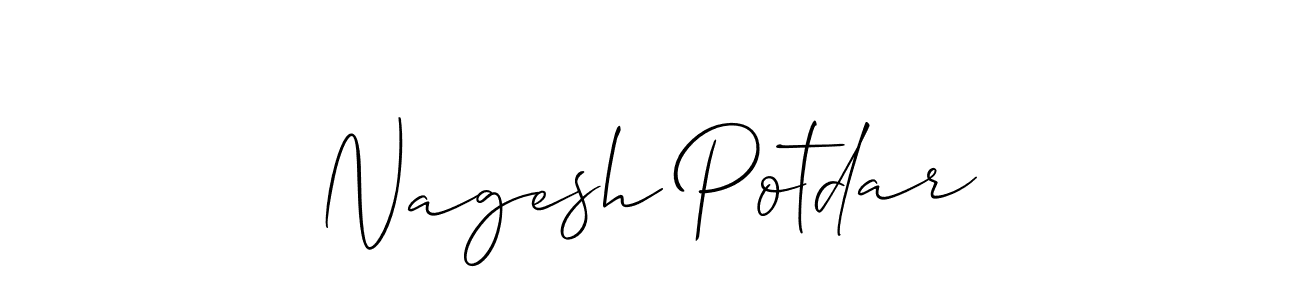 This is the best signature style for the Nagesh Potdar name. Also you like these signature font (Allison_Script). Mix name signature. Nagesh Potdar signature style 2 images and pictures png