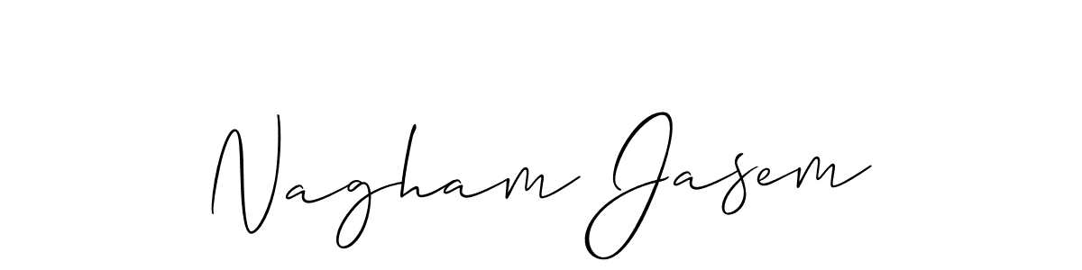 You should practise on your own different ways (Allison_Script) to write your name (Nagham Jasem) in signature. don't let someone else do it for you. Nagham Jasem signature style 2 images and pictures png
