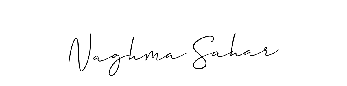 You should practise on your own different ways (Allison_Script) to write your name (Naghma Sahar) in signature. don't let someone else do it for you. Naghma Sahar signature style 2 images and pictures png