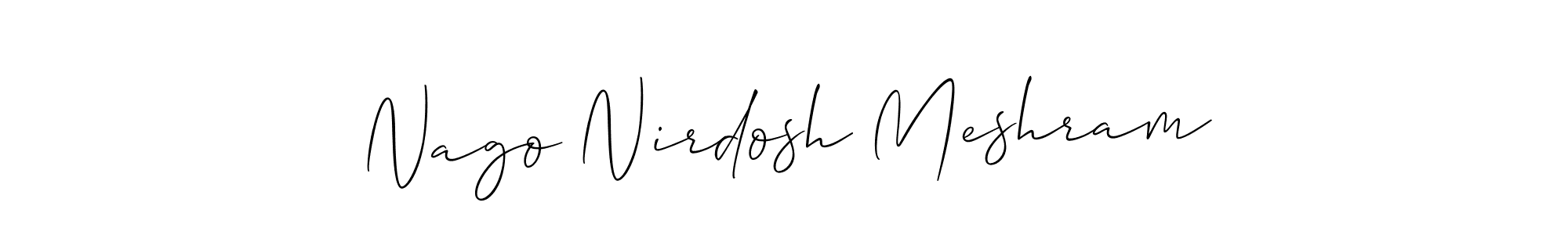 if you are searching for the best signature style for your name Nago Nirdosh Meshram. so please give up your signature search. here we have designed multiple signature styles  using Allison_Script. Nago Nirdosh Meshram signature style 2 images and pictures png