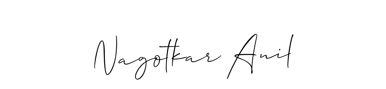 Also You can easily find your signature by using the search form. We will create Nagotkar Anil name handwritten signature images for you free of cost using Allison_Script sign style. Nagotkar Anil signature style 2 images and pictures png
