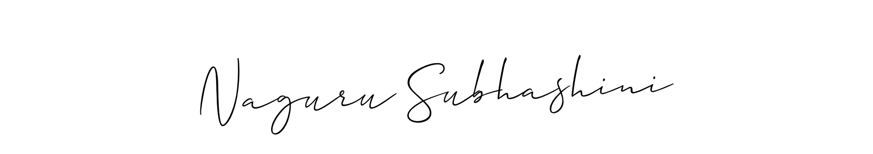 Allison_Script is a professional signature style that is perfect for those who want to add a touch of class to their signature. It is also a great choice for those who want to make their signature more unique. Get Naguru Subhashini name to fancy signature for free. Naguru Subhashini signature style 2 images and pictures png