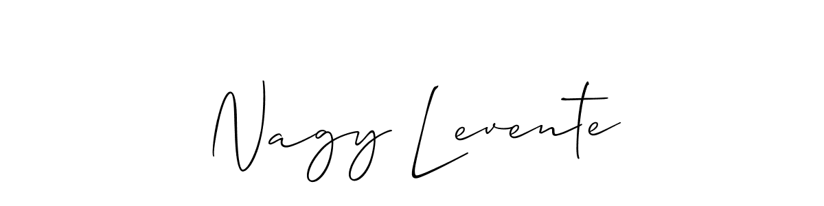 The best way (Allison_Script) to make a short signature is to pick only two or three words in your name. The name Nagy Levente include a total of six letters. For converting this name. Nagy Levente signature style 2 images and pictures png