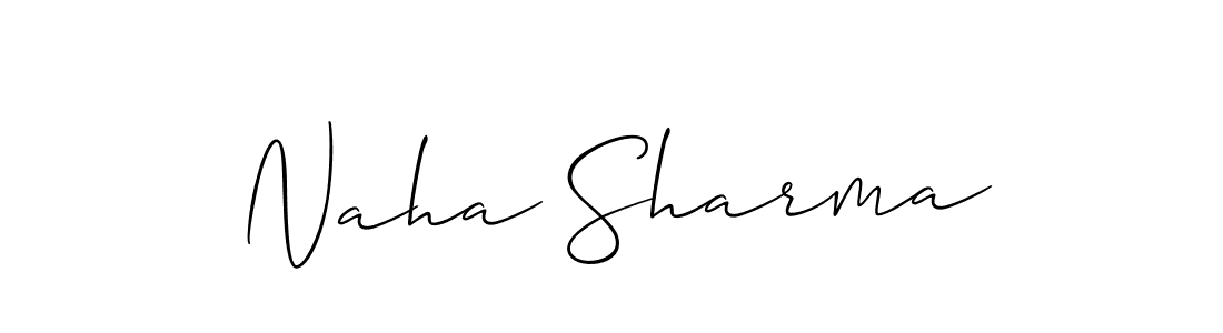 How to make Naha Sharma name signature. Use Allison_Script style for creating short signs online. This is the latest handwritten sign. Naha Sharma signature style 2 images and pictures png