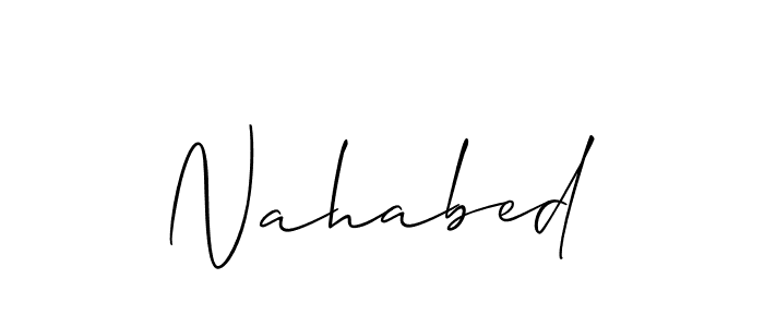 Allison_Script is a professional signature style that is perfect for those who want to add a touch of class to their signature. It is also a great choice for those who want to make their signature more unique. Get Nahabed name to fancy signature for free. Nahabed signature style 2 images and pictures png