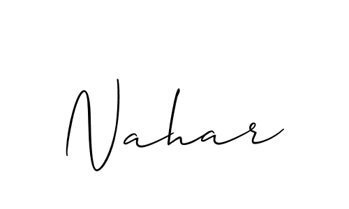 Make a beautiful signature design for name Nahar. With this signature (Allison_Script) style, you can create a handwritten signature for free. Nahar signature style 2 images and pictures png