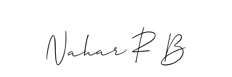 The best way (Allison_Script) to make a short signature is to pick only two or three words in your name. The name Nahar R B include a total of six letters. For converting this name. Nahar R B signature style 2 images and pictures png