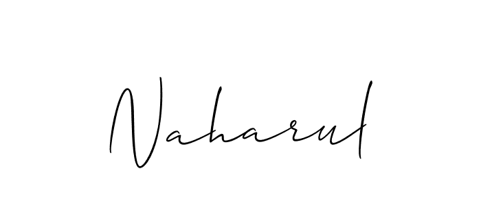 Design your own signature with our free online signature maker. With this signature software, you can create a handwritten (Allison_Script) signature for name Naharul. Naharul signature style 2 images and pictures png