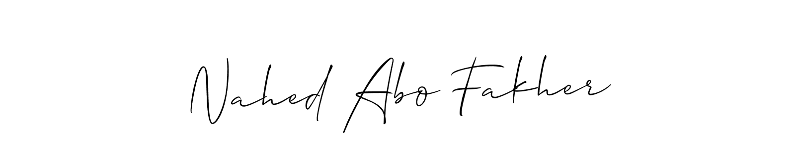 Allison_Script is a professional signature style that is perfect for those who want to add a touch of class to their signature. It is also a great choice for those who want to make their signature more unique. Get Nahed Abo Fakher name to fancy signature for free. Nahed Abo Fakher signature style 2 images and pictures png