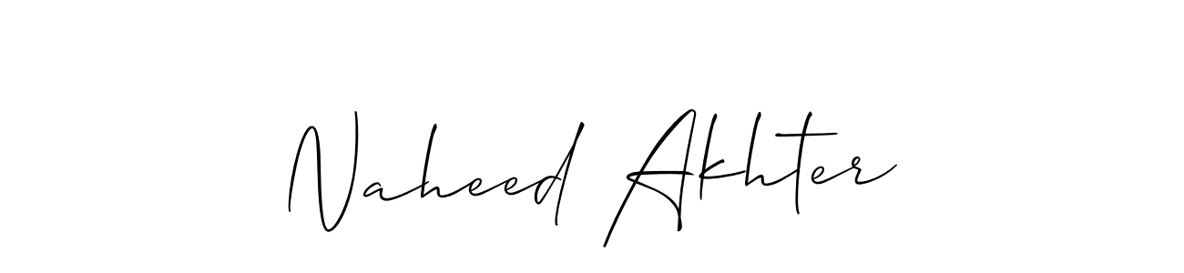 How to make Naheed Akhter name signature. Use Allison_Script style for creating short signs online. This is the latest handwritten sign. Naheed Akhter signature style 2 images and pictures png