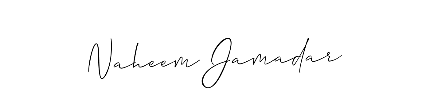 Allison_Script is a professional signature style that is perfect for those who want to add a touch of class to their signature. It is also a great choice for those who want to make their signature more unique. Get Naheem Jamadar name to fancy signature for free. Naheem Jamadar signature style 2 images and pictures png