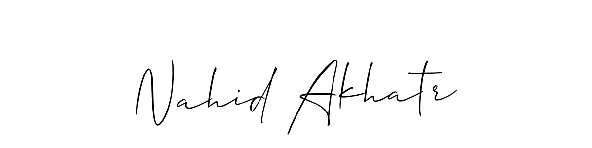 Allison_Script is a professional signature style that is perfect for those who want to add a touch of class to their signature. It is also a great choice for those who want to make their signature more unique. Get Nahid Akhatr name to fancy signature for free. Nahid Akhatr signature style 2 images and pictures png