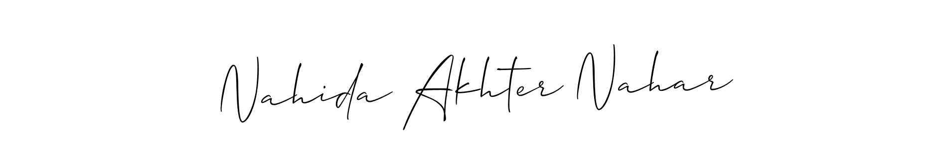 Design your own signature with our free online signature maker. With this signature software, you can create a handwritten (Allison_Script) signature for name Nahida Akhter Nahar. Nahida Akhter Nahar signature style 2 images and pictures png