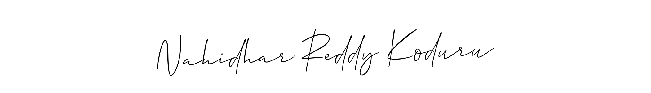 This is the best signature style for the Nahidhar Reddy Koduru name. Also you like these signature font (Allison_Script). Mix name signature. Nahidhar Reddy Koduru signature style 2 images and pictures png