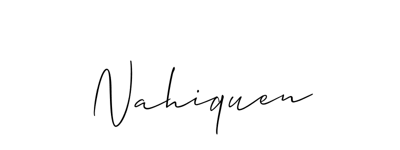 if you are searching for the best signature style for your name Nahiquen. so please give up your signature search. here we have designed multiple signature styles  using Allison_Script. Nahiquen signature style 2 images and pictures png