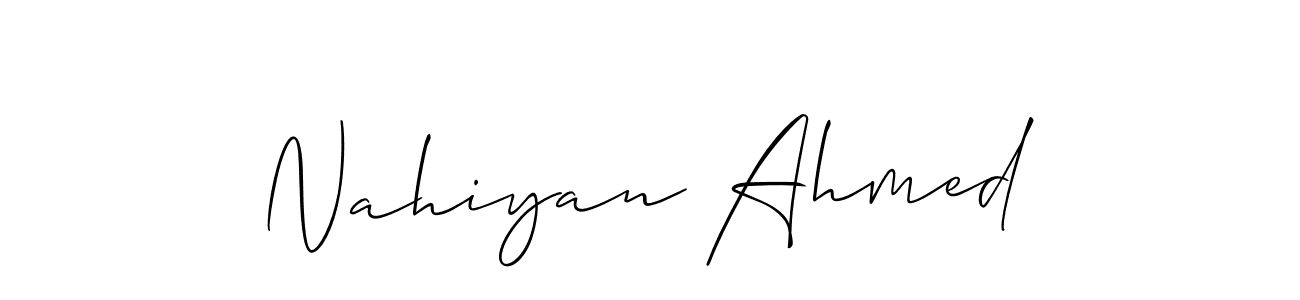 How to make Nahiyan Ahmed signature? Allison_Script is a professional autograph style. Create handwritten signature for Nahiyan Ahmed name. Nahiyan Ahmed signature style 2 images and pictures png