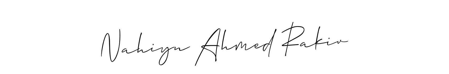 It looks lik you need a new signature style for name Nahiyn Ahmed Rakiv. Design unique handwritten (Allison_Script) signature with our free signature maker in just a few clicks. Nahiyn Ahmed Rakiv signature style 2 images and pictures png