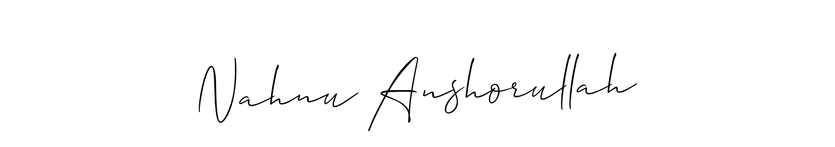 Design your own signature with our free online signature maker. With this signature software, you can create a handwritten (Allison_Script) signature for name Nahnu Anshorullah. Nahnu Anshorullah signature style 2 images and pictures png