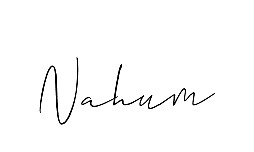 Use a signature maker to create a handwritten signature online. With this signature software, you can design (Allison_Script) your own signature for name Nahum. Nahum signature style 2 images and pictures png