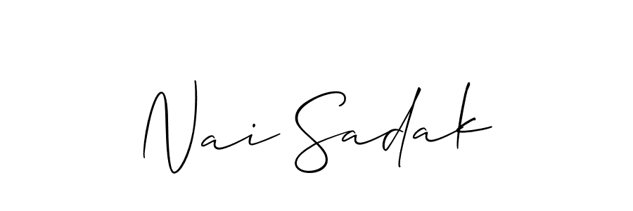 Similarly Allison_Script is the best handwritten signature design. Signature creator online .You can use it as an online autograph creator for name Nai Sadak. Nai Sadak signature style 2 images and pictures png