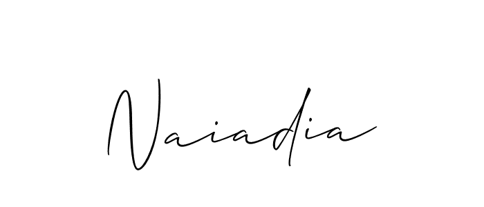 How to make Naiadia name signature. Use Allison_Script style for creating short signs online. This is the latest handwritten sign. Naiadia signature style 2 images and pictures png