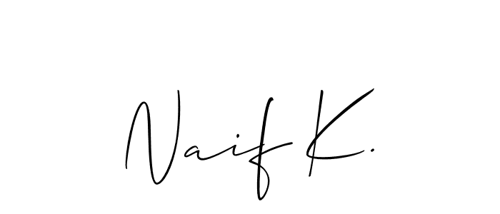 You should practise on your own different ways (Allison_Script) to write your name (Naif K.) in signature. don't let someone else do it for you. Naif K. signature style 2 images and pictures png