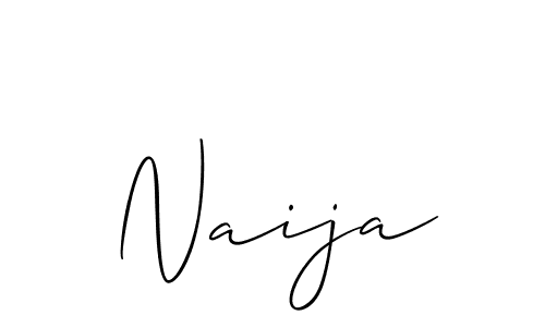 Design your own signature with our free online signature maker. With this signature software, you can create a handwritten (Allison_Script) signature for name Naija. Naija signature style 2 images and pictures png