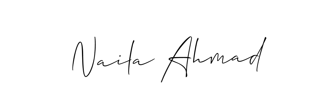 Make a beautiful signature design for name Naila Ahmad. With this signature (Allison_Script) style, you can create a handwritten signature for free. Naila Ahmad signature style 2 images and pictures png